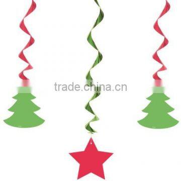 Red & Green Foild Hanging Swirl decoration for Christmas home party