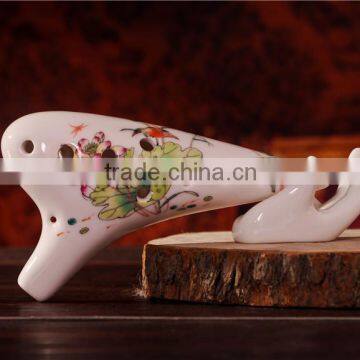 professional blue and white ceramic ocarina of 12 holes