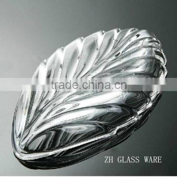 2015 wholesale customize Leaf Shape crystal fruit plate for home decoration & wedding gifts