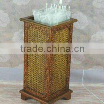 European style hardwood and natural rattan square umbrella holder