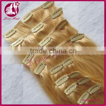 Overnight shipping Cheap 100% Peruvian human virgin blonde hair clip in hair extensions for white women