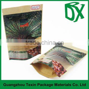long performance life kraft paper bag with window and zipper