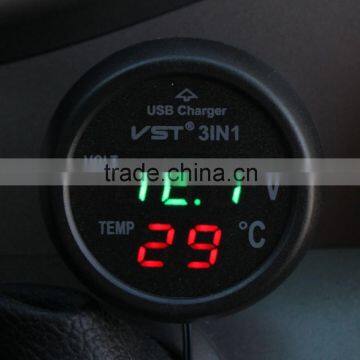 thermometer with stylish and lightweight design Multi-function car LCD digital display car charger