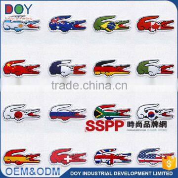 Wholesale custom China factory 3d logo design printed self-adhesive nice crocodile embroidery patch