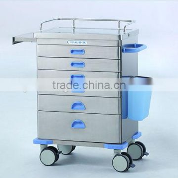 Stainless steel luxury trolley for anesthesia