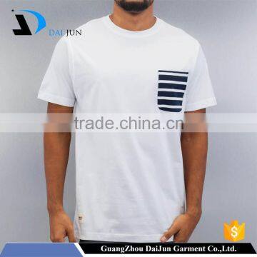 Hot slae high quality men custom pocket o neck cotton blank t shirt wholesale