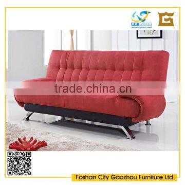 Modern red color one person fabric sofa bed with removable arms for living room