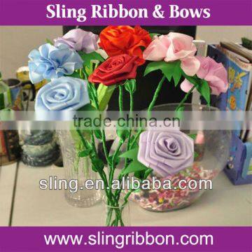 Flowers For Decoration Made By Satin Ribbon