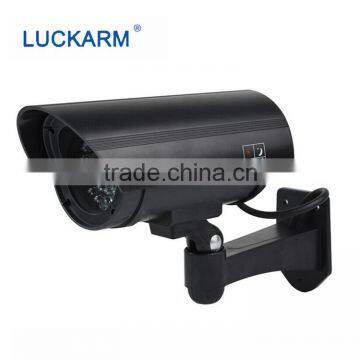 Security black CCTV False Outdoor CCD Camera Red LED Light Bullet proof Dummy Camera