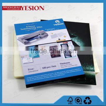 Yesion 2015 Hot Sales! Wholesale Laminating Pouches In Plastic Film, A4 Glossy Photo Laminating Pouch Film