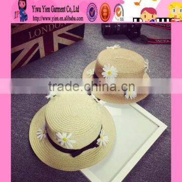 2016 factory hot sale younger girl beach hat flower nice design summer panama hat cheap