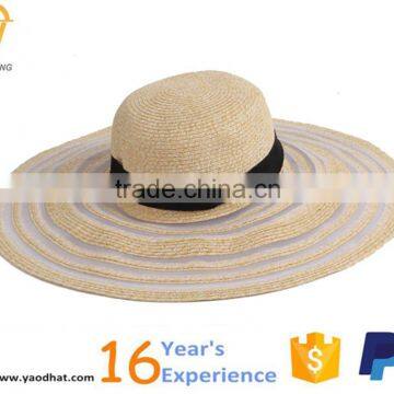 ladies colorful striped wide brim paper straw floppy hats