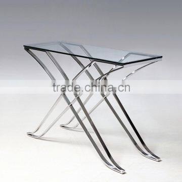 glass console table with metal