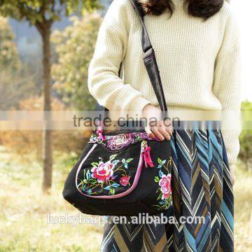 Embroidery Shoulder Bag/messenger Bag Canvas 2016 New Peony Flower Shoulder Bag Women photo-2