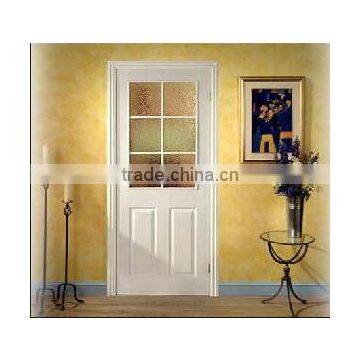 color white single door with glass panel composite wooden door