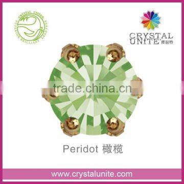 Crystal Unite Lead Free Chaton in Crown Setting, Peridot