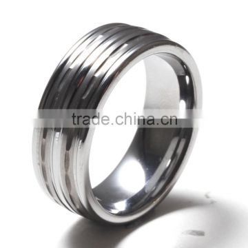 Professional tungsten carbide ring factory brushed grooved plain tungsten rings