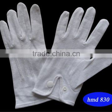 white cotton gloves with snap closure