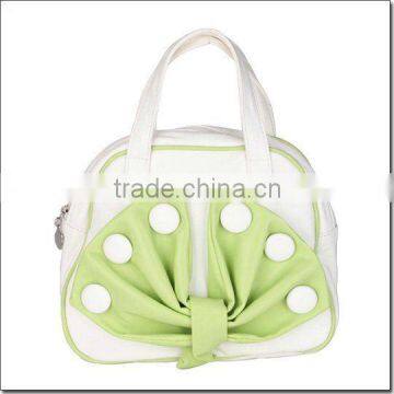 Ladies Fashion Light Color Bowknot Decoration PU Handbag