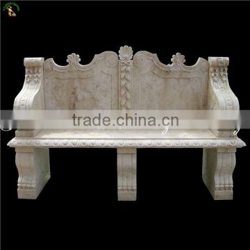 Hand carved travertine garden bench