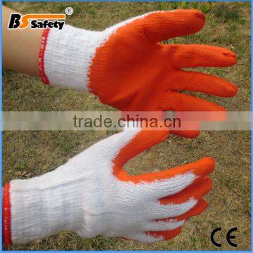 BSSAFETY Cotton knitted latex coated garden work gloves, building safety gloves