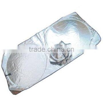 Silver Polyester Foldable Car Front Window Sunshade Double Circle Sunshade