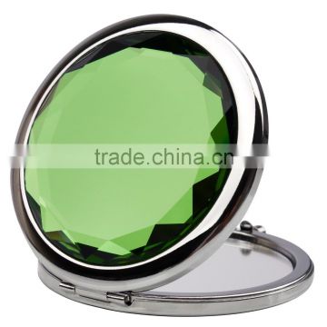 Circular Folded Mirror Double Side Pocket Cosmetic Compact Mirror (Green)