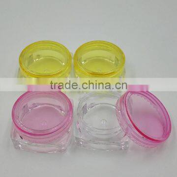 Wholesale square shape 3ml PS plastic eye cream clear plastic jars with round lid