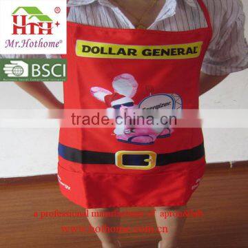 Hot Sell Promotional Plain Solid Color Red Apron With White Logo photo-2
