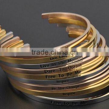 Engraved message bracelet cuff text engraved handmade bangles