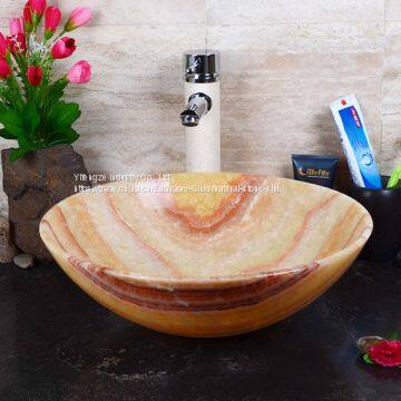 Polished Round Honey Onyx Bathroom Washing Basin YS601-HO