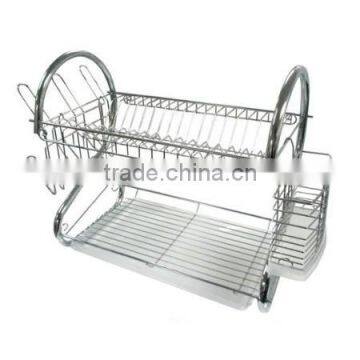 Space-saving Two-tier Stainless Steel Kitchen Plate Rack photo-2