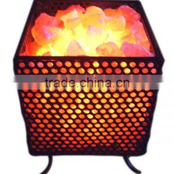 Electric Wrought Iron Basket Crystal Himalayan Salt Lamps