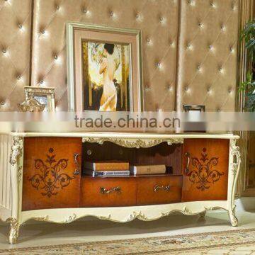 European Style TV Stand, Parquet Pattern Wooden TV Cabinet, Nice Carving Living Room TV Stand (BF01-ML048) photo-2