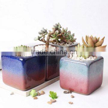 Attractive Kiln Glaze Square Mini Ceramic Flower Pots photo-4