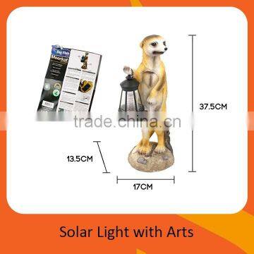 Solar Powered Meerkat With Lantern Polyresin Garden Light With 1 Bright White LED Light photo-2