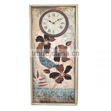 Vintage Wooden Decorative Clock MDF Wall Clock Floral Home Clock