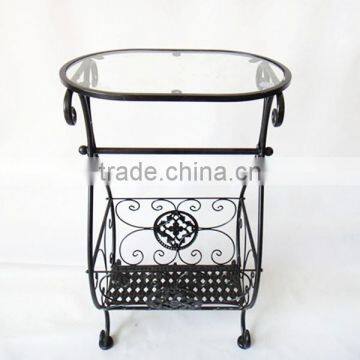 Metal Storage Coffee Table Gramercy Scroll Design Bathroom Glass Table photo-2