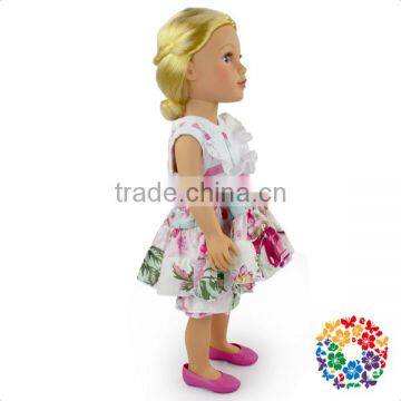 Wholesale Doll Cloth Cotton Fabrics With Flower Lace Dress American Girl Doll Dress For 18" Doll Clothes