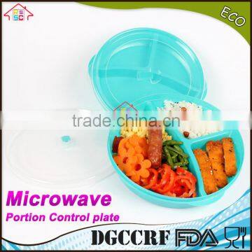 NBRSC New Design Microwave Plastic Food Storage Tray Containers 3 Compartment Divided Plates With Vented Lid photo-3