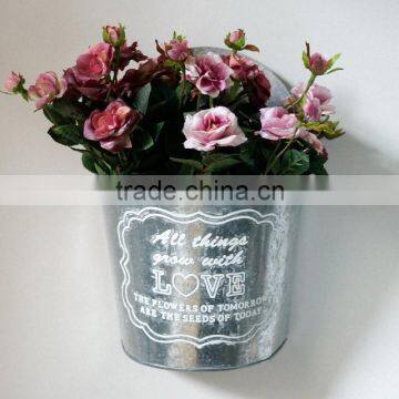 Modern Outdoor Antique Zinc Decal Printing Metal Flower Pots Planters photo-2
