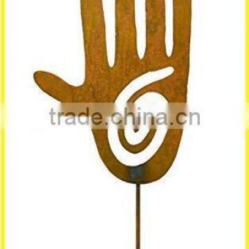 Wholesale Metal Yard Art Open Star Hand Heart Decorative Wrought Iron Garden Stake Outdoor Decoration photo-3