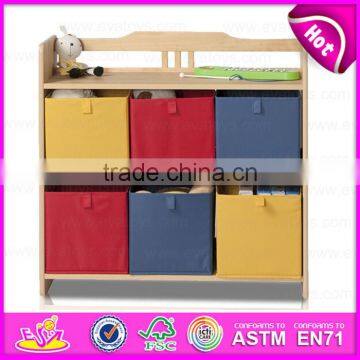 2015 New Cute Kids Wooden Toy Storage Rack,popular Children Wooden Bin Organizer Toy Storage Rack With 9pcs Plastic Bins W08C038 photo-2