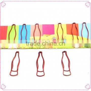 Red Color PET Coated Metal Wire Clips OEM Drinking Bottle Shaped Document Clips photo-4
