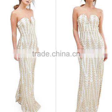 2016 Designer Sexy Beaded Embroidered Sleeveless Evening Dinner long Dress