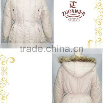 women's padded cotton jacket with fur edge hood