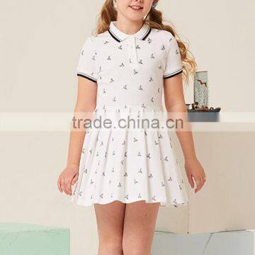 New Summer School Girls' One-piece Dress 2017 Stamp Short Sleeve Dress photo-4