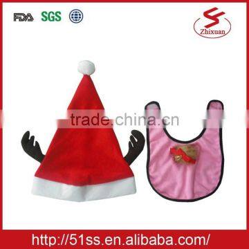 Christmas baby bib set, hat and bib