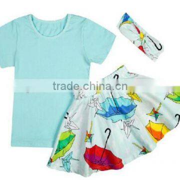 2016 China Product and Low Price Wholesale Pleated Skitrs Set With Top and Skirt and Headband for 6months -8years Baby Kids photo-3