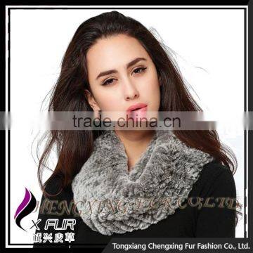 CX-B-76F 2016 Fashion Scarf Rex Rabbit Fur Snood Knitted Poncho And Shawl